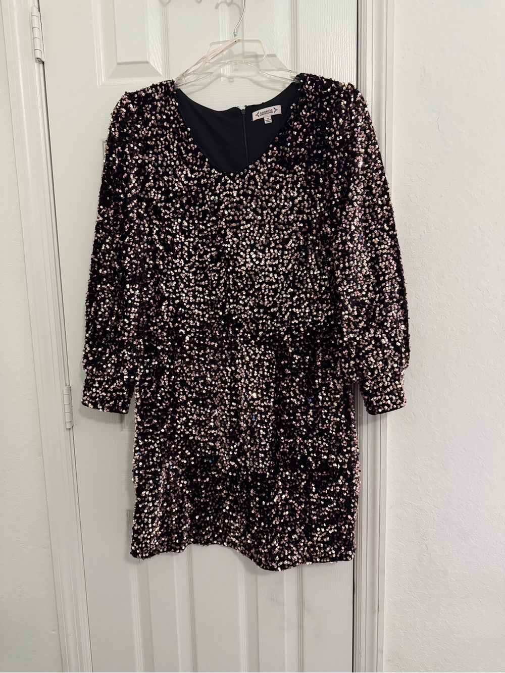Sequin Party Dress with Blush Accents